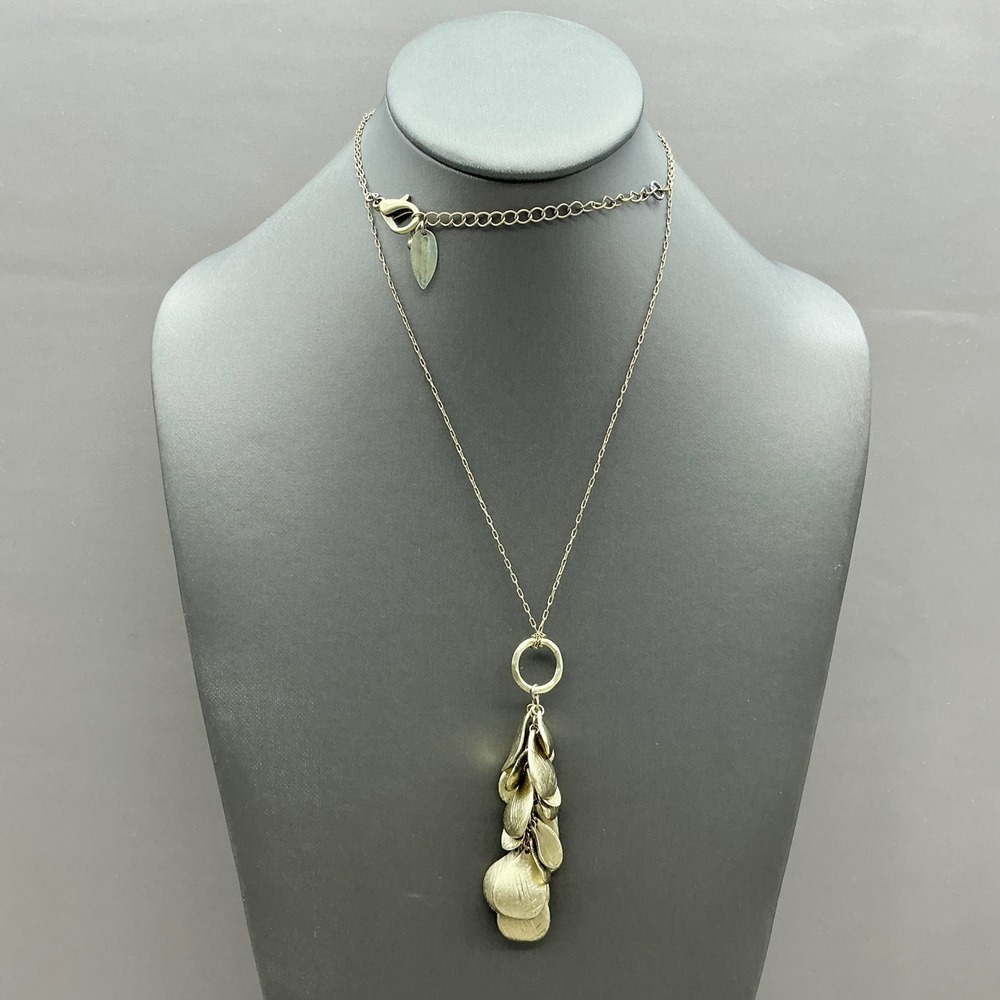 Coldwater Creek Necklace Women Gold Petal Cluster Pendant Textured Chain Jewelry